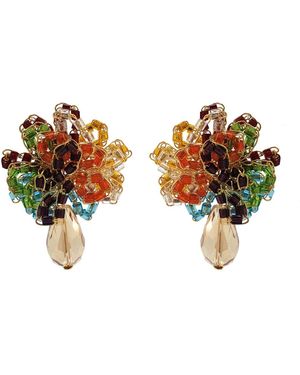 Lavish by Tricia Milaneze Multi & Gold Drizzle Mini Post Handmade Earrings - Brown