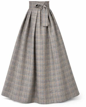 Nikka Place Long Wool Skirt With High Waist And Bow - Grey