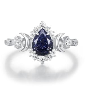 Azura Jewelry New York Galactic Pear Cut Sandstone Ring Vermeil - Blue