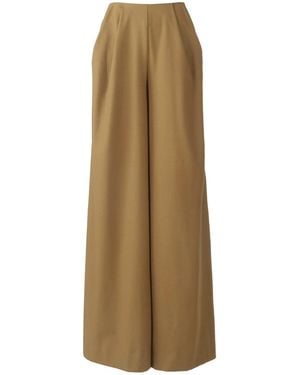 Solgo Atelier Stelis Full Length Extra Wide Leg Pant With Fan-Out Stylized Front Pleats - Natural