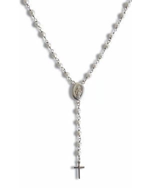 Leni James The Amelia Pearl Rosary Necklace - Metallic