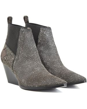 Rosamund Muir London Felixa Speckled Calf Hair With Star Ankle Boots - Grey