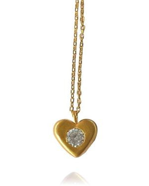 LINYA JEWELLERY Aura Minimal Stone Heart Necklace - Metallic