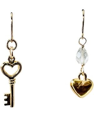 Lexi Jewelry Key To Your Heart Threader Earrings - Metallic