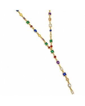 The Pheia Zircon Y Necklace - Metallic