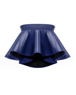 Kargede Designer Leather Crop Top - Blue