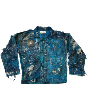 Zasta Studio Wearable Ruins Shredded Denim Colored Shirt E - Blue