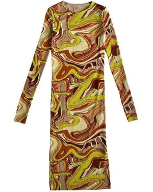 L2R THE LABEL Reversible Print Mesh Dress - Yellow