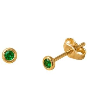 Lily Flo Jewellery Emerald Bezel Set Earrings - Metallic