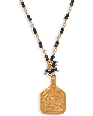 Opium Jewels Vintage Divine Feet Amulet Necklace With Spinel Beads - Metallic