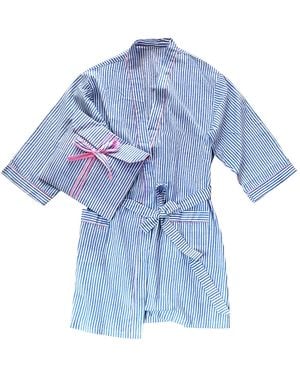 Lilly Loves Striped Kimono Robe - Blue