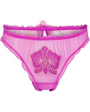 Empress Mimi Orchidea Ruffled Brief With Flower Detail - Purple