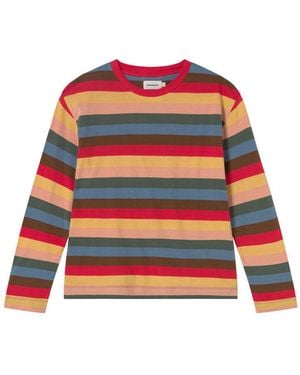 Thinking Mu Long Sleeve Striped Emily T-Shirt - Red