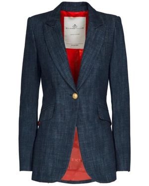 The Extreme Collection Denim Fitted Blazer With Buttons Milán - Blue