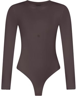 GOD SAVES QUEENS Second Skin Long Sleeve Crew-Neck Bodysuit Doppio - Brown