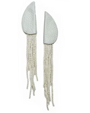 WAIWAI Neutrals Flowline Beaded Dangle Earrings Ivory - White
