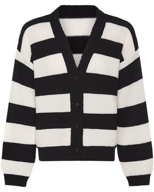 INGMARSON Striped Dropped Shoulder Cardigan - Black