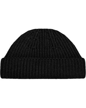 Paul James Knitwear Heavyweight Extra Fine Merino Caster Fisherman Beanie - Black