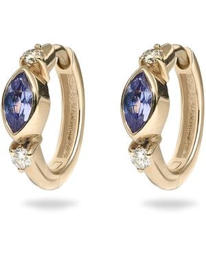 Zohreh Tanzanite & Diamond Huggie Hoop Earring Pair 9K - Metallic