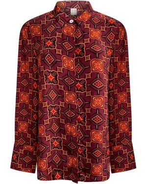 Why Mary Marrakesh Long Sleeve Shirt Blouse - Red