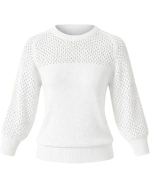 SACHA DRAKE Three Quarter Sleeve Ripple Knit Top - White