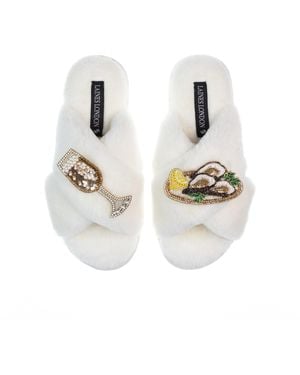 Laines London Classic Laines Slippers With Oysters & Glass Of Fizz - White