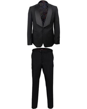 DAVID WEJ Alfredo Dress Single Breasted Satin Shawl Lapel Tuxedo Set– - Black