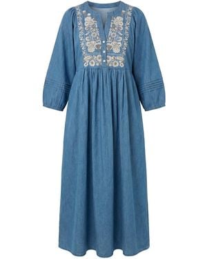 Adrift Clothing Elodie Chambray Smock Dress - Blue