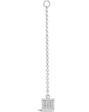 Lutiro Single Earring Square Cz Charm With Chain - White
