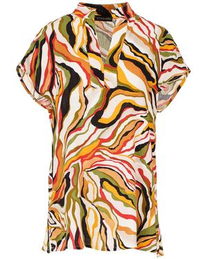 Conquista Brick Colour Swirl Print Sleeveless Top - Orange