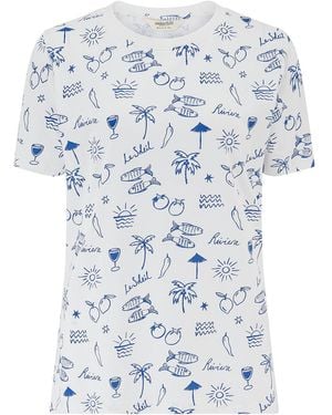Sugarhill Maggie T Shirt Off, Dolce Vita Print - White