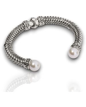 Daneila Léon Sterling Freshwater Pearl & Ivory-Colored Enamel Cuff - Metallic