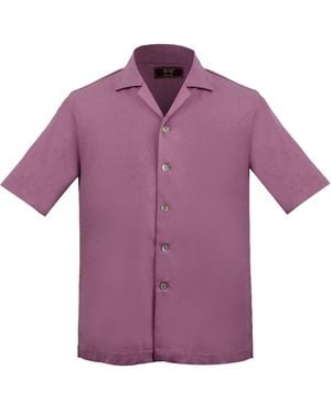 DAVID WEJ Kingston Linen Blend Shirt And Short Set - Purple