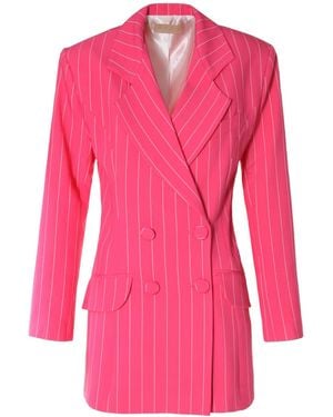 AGGI by HALEWSKI Tiffany Hot Pink Long Double-breasted Blazer