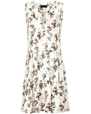 Conquista Neutrals Sleeveless Ecru Floral A Line Dress - Natural