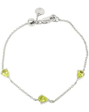 Harfi Peridot August Birthstone Minimalist Sterling Bracelet - Metallic
