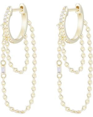 KAMARIA Chain Huggie Earrings With Crystals - Metallic