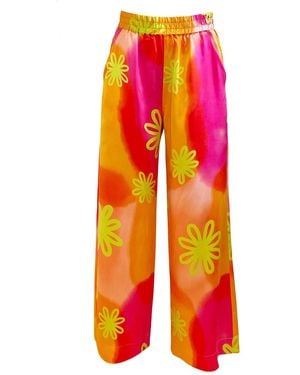 Roy G. Watercolor Floral Silk Pajama Pants - Red