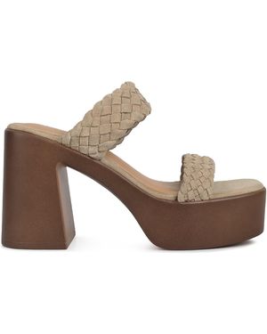 Rag & Co Neutrals Misaki Woven Suede Strap Platform Sandals - Brown