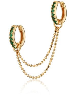 Scream Pretty Emerald Double Chain Huggie Earring - Metallic