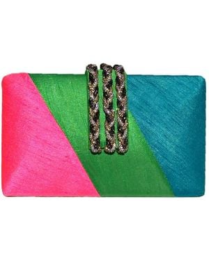 Simitri Jeweled Braided Fringe Clutch - Purple