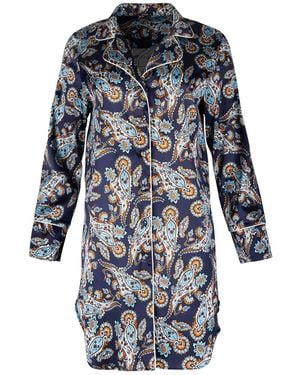 Oh!Zuza Neutrals Silk Shirt Nightdress - Blue