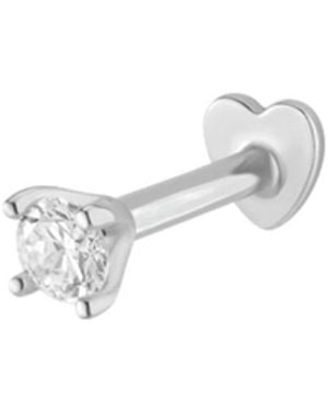 Vanhi 14K Solid Lab-Grown Diamond Prong Set Flat Back Stud - White