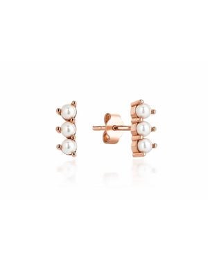 Reis Jewellery Three Row Of Pearls Earrings - Metallic