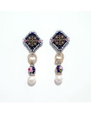Ariel.c Jewellery Kerosang Floral - Black