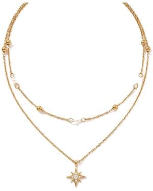 Elk & Bloom 14K Double Star Satellite Pendant Necklace - White
