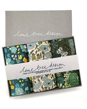Lime Tree Design Three Hankies Made With Liberty Tana Lawn - Green