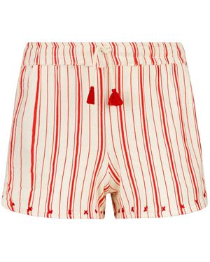 Boutique Kaotique Handmade Moroccan Striped Beach Shorts - Red