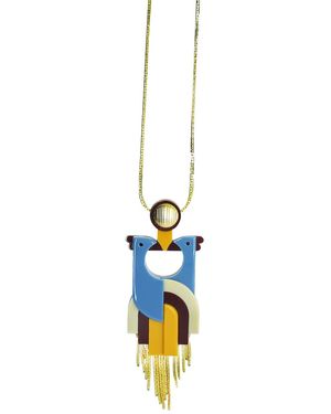 Gissa Bicalho Handmade Acrylic Necklace Quetzal Hortensia - Blue