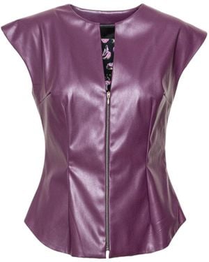 ARTISTA Nux Leatherette Zipped Top - Purple